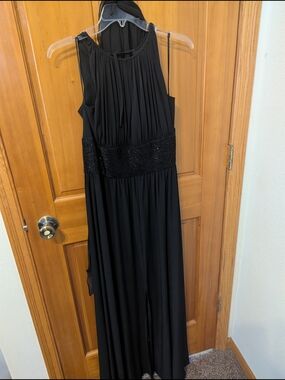 JS Boutique Black Halter Maxi Dress with Beaded Waistband